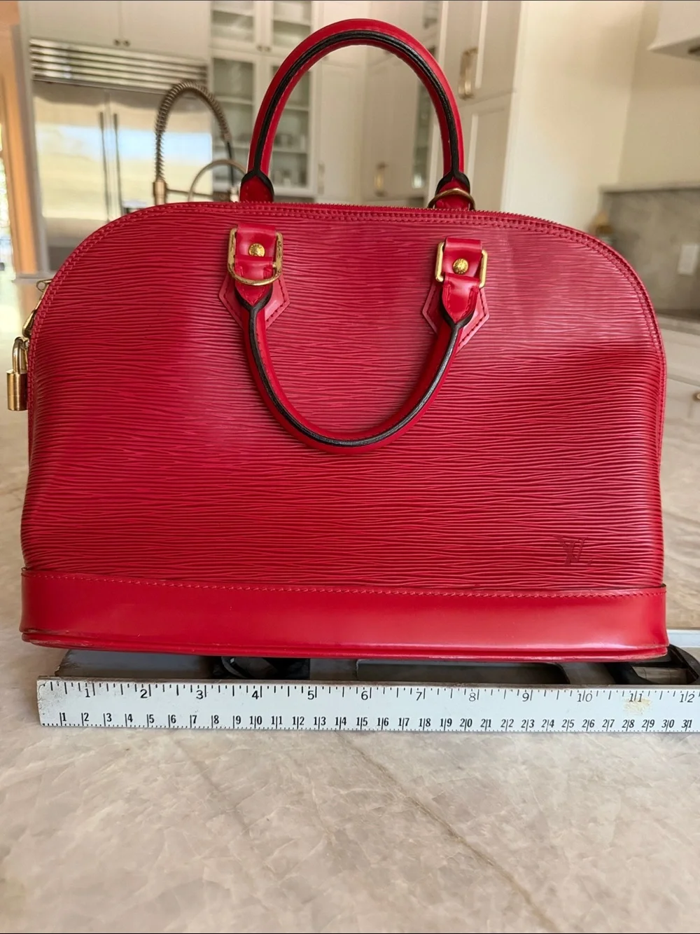 Louis Vuitton Red Epi Leather Alma Top-Handle Bag